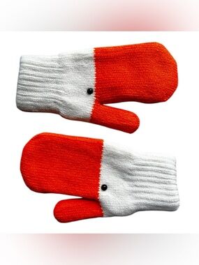 Amazon Colorblock Orange and White Knit Mittens